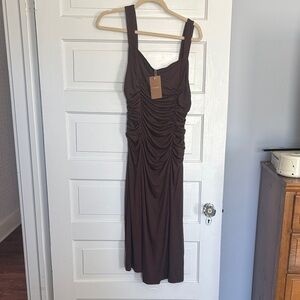 NWT Rihoas Gathered Brown Dress